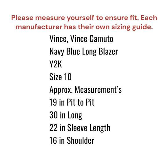 Vince Camuto Women’s Navy Blue Size 10 Long Sleeve Two Button Business Y2K - Picture 9 of 13